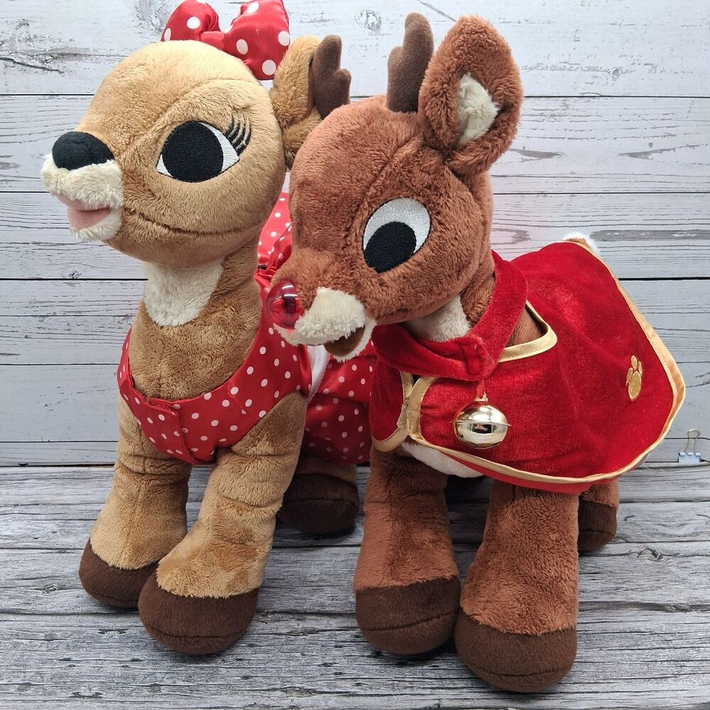 Build a Bear Rudolph The Red Nose Reindeer & Clarice Plush (No Sounds or Lights)